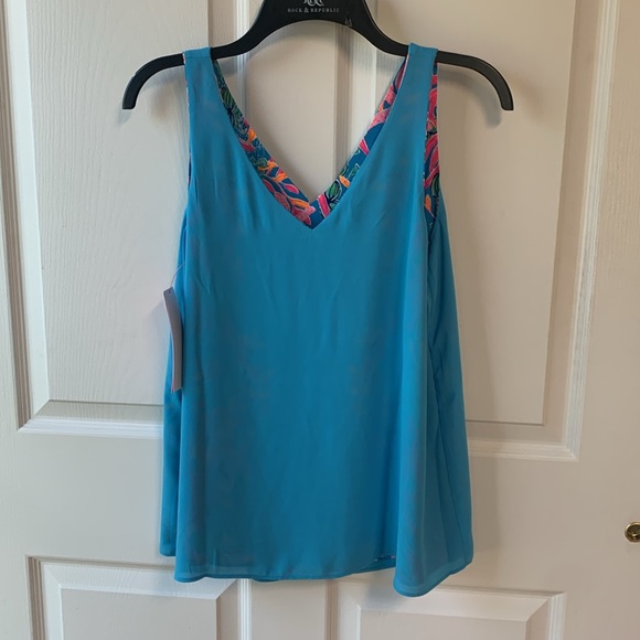 NWT Lilly Pulitzer Florin Sleeveless Reversible Top XS Seaweed Samba Engineer - Picture 6 of 9
